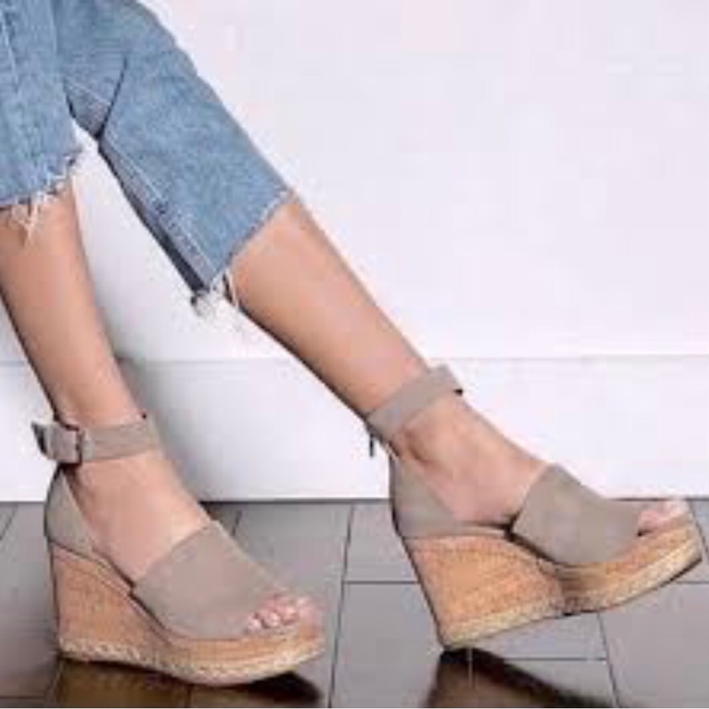 Dolce Vita Otto Taupe Suede Espadrille Wedge Sandals Womens Size 8.5 Boho Fairy
